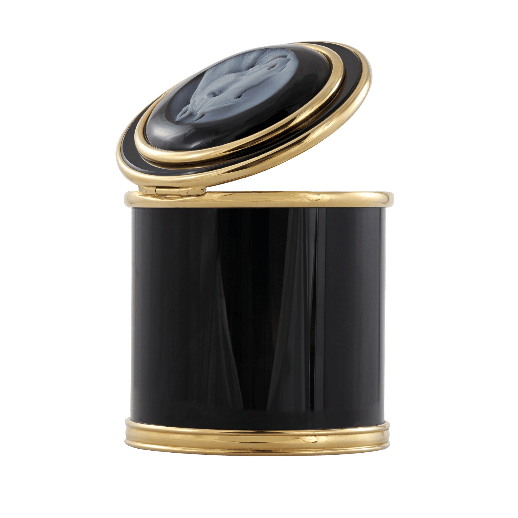 1 - Back of Equestrian White and Black Onyx by Emil Becker