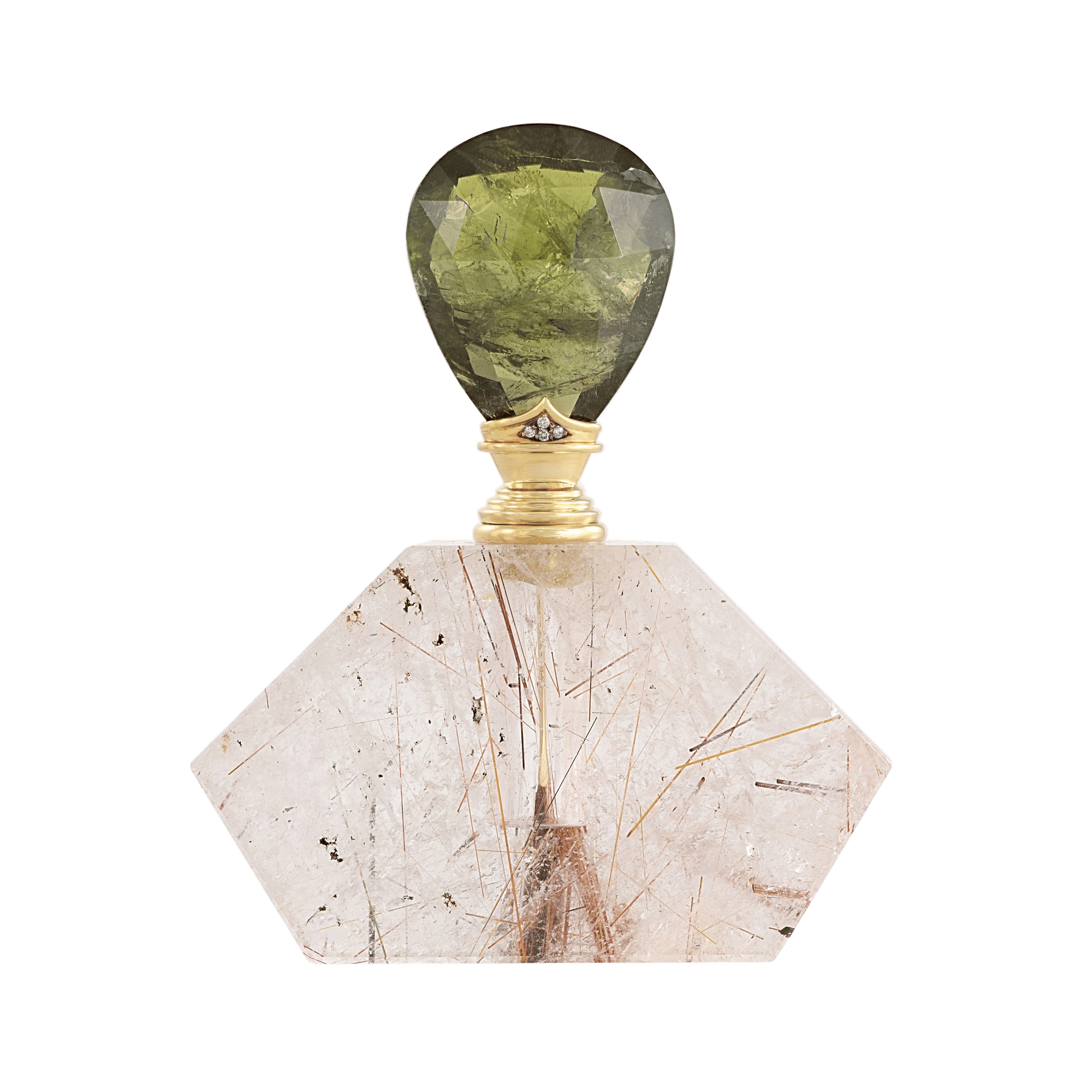 1 - Front of RutilQuartz Diamonds and Green Tourmaline by Emil Becker