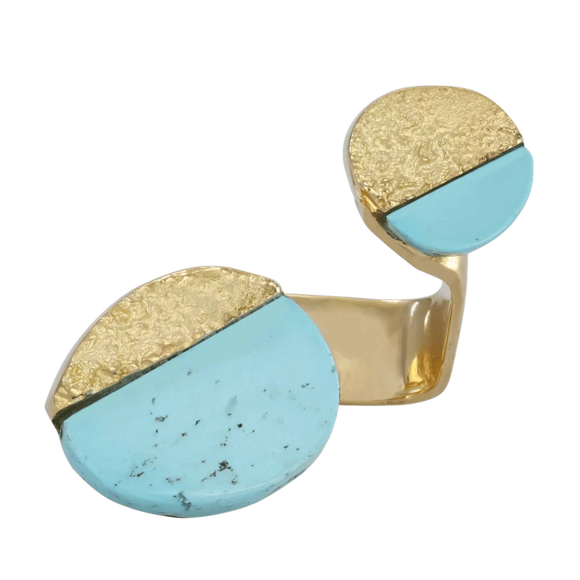 Front image of the 2 îles Yellow Gold Ring with Armenian Turquoise designed by Thierry Vendôme