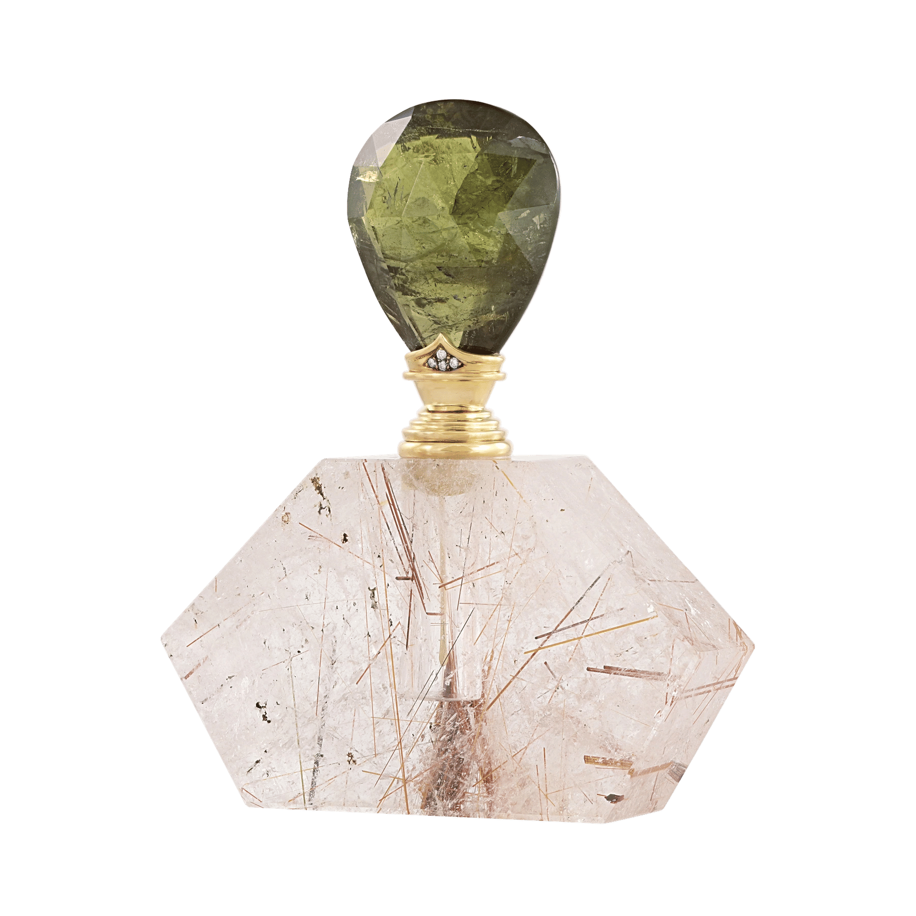 2 - Side of RutilQuartz Diamonds and Green Tourmaline by Emil Becker