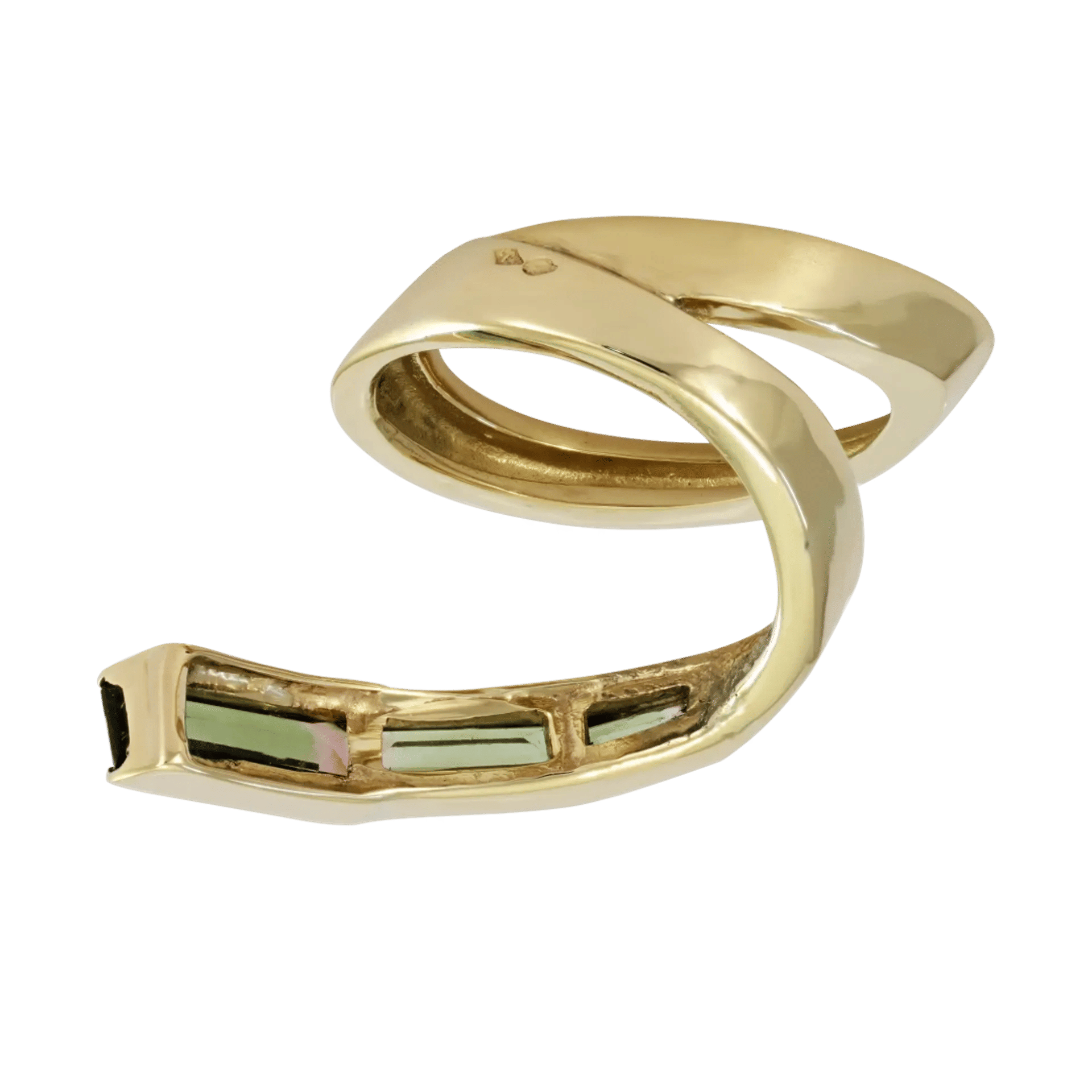 Back image of the Swirl Yellow Gold Ring with Tourmaline designed by Thierry Vendome