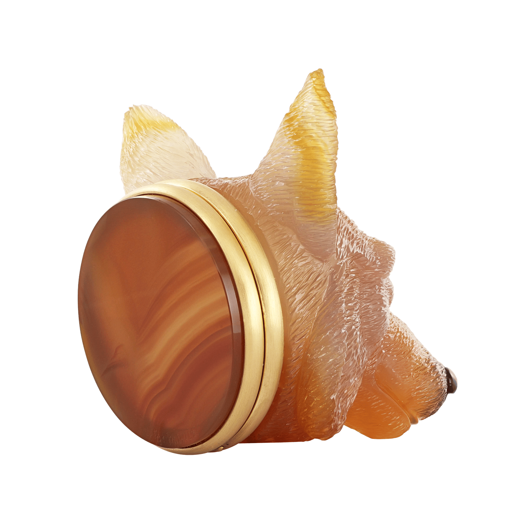 5 - Back of Idar-Oberstein Agate Wolf Head by Emil Becker
