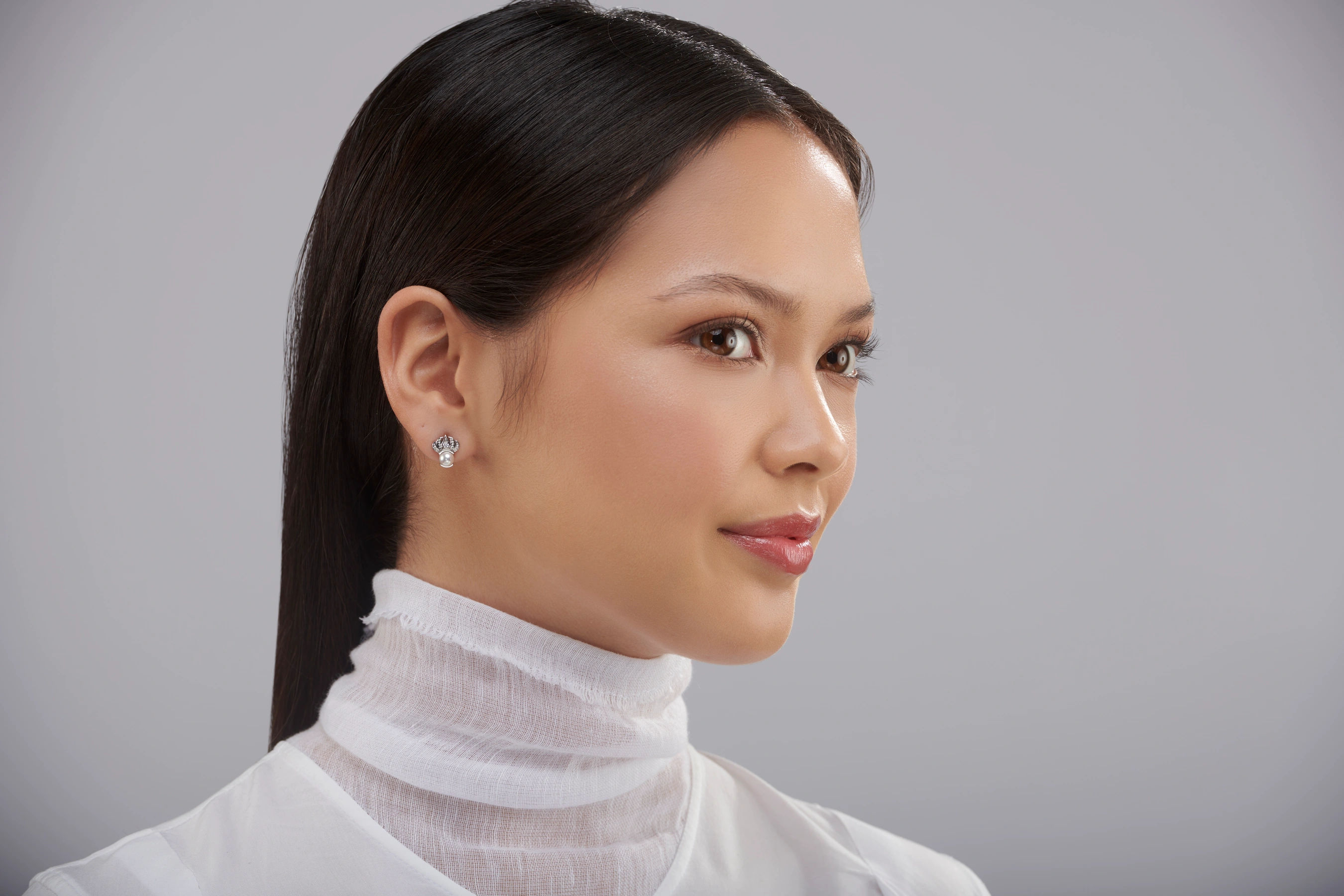 Akoya Pearl Aigrette Studs