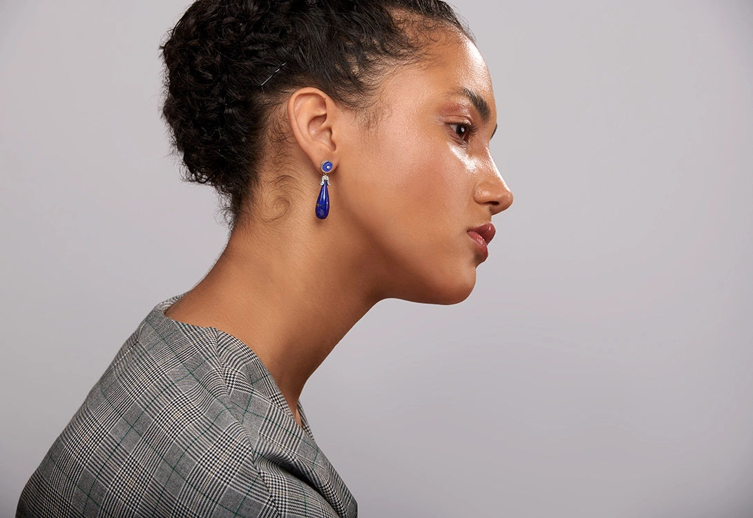 Art Deco Lapis Lazuli Ear Pendants