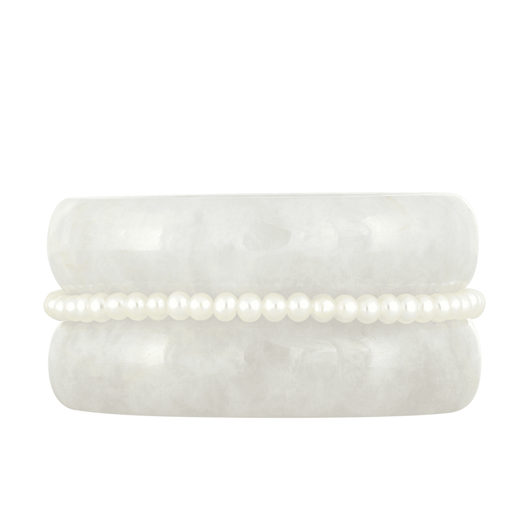 Blue Lotus White Jade Pearl Wide Band 1