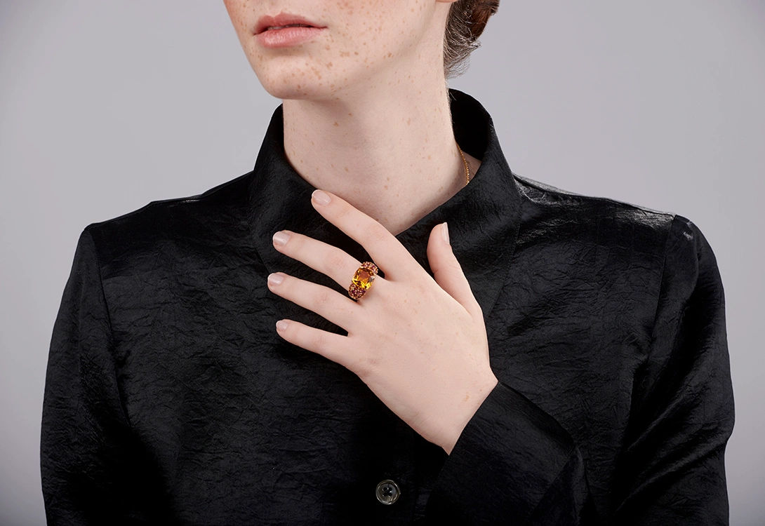 Citrine Pointillism Ring