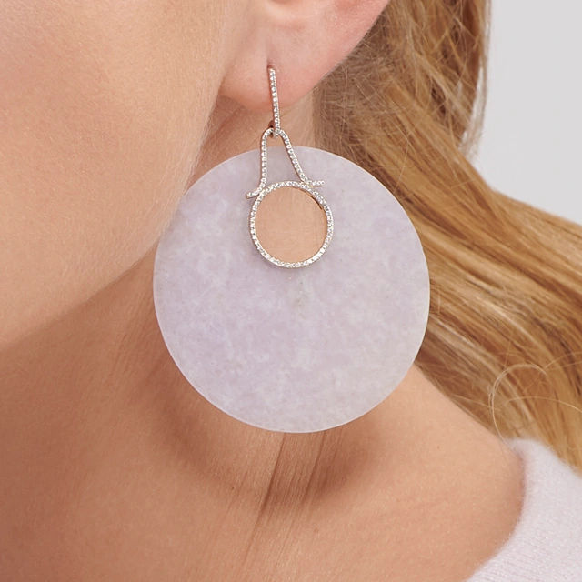 Close up of Blue Lotus Lavender Jade Hoops