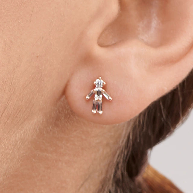 Close up of Boy Charm Diamond Ear Studs F0KwgUbZ