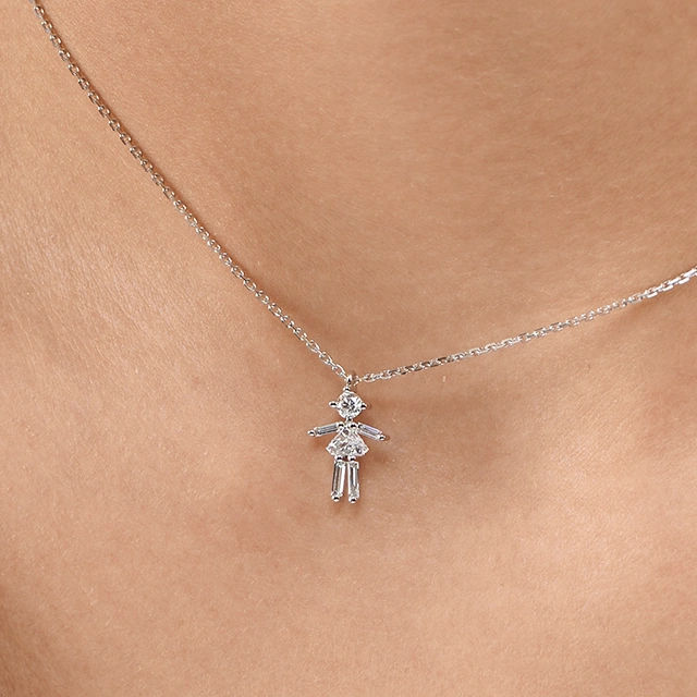Close up of Girl Charm Diamond Pendant iXOhQI9ZO