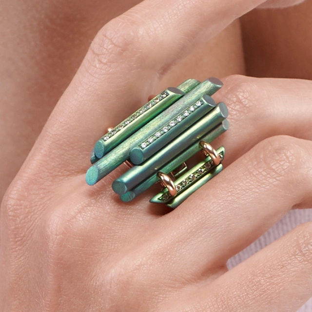 Close up of Jungle Fever Titanium Ring