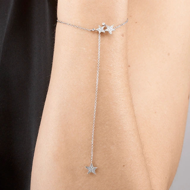 Close up of Make a Wish Bracelet with White Diamonds