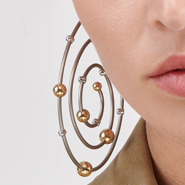 Close up of Milky Way Spiral Diamond Hoops 2
