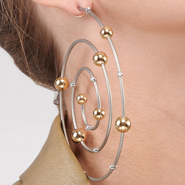Close up of Milky Way Spiral Diamond Large Hoops