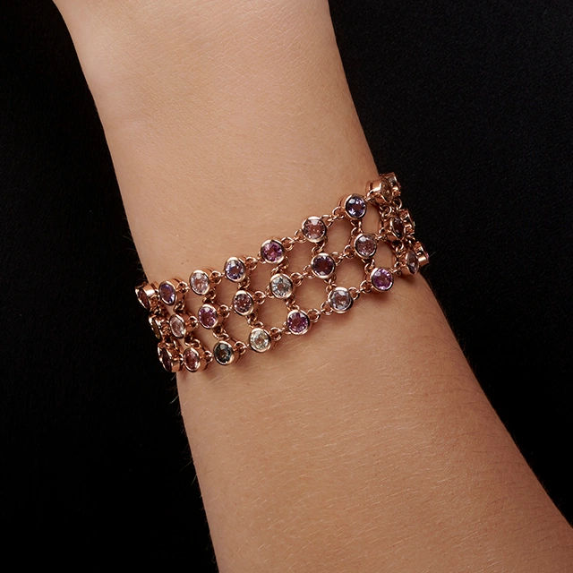 Close up of Multicolour Sapphire Rainbow Bracelet