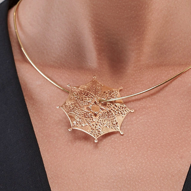 Close up of Rosette Lace Pendant