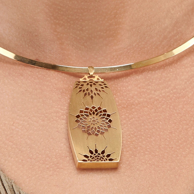 Close up of Sanctuary Rosette Pendant