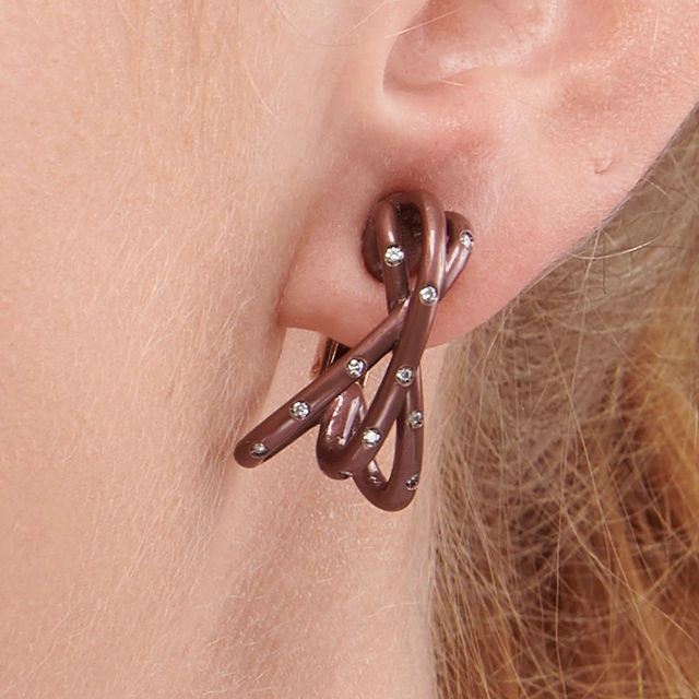 Close up of Twinkle Twinkle Chocolate Brown Titanium Earrings