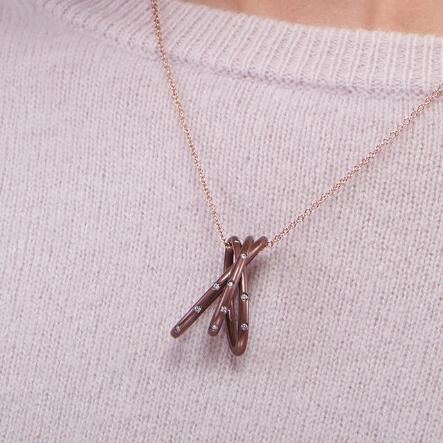 Close up of Twinkle Twinkle Chocolate Brown Titanium Pendant