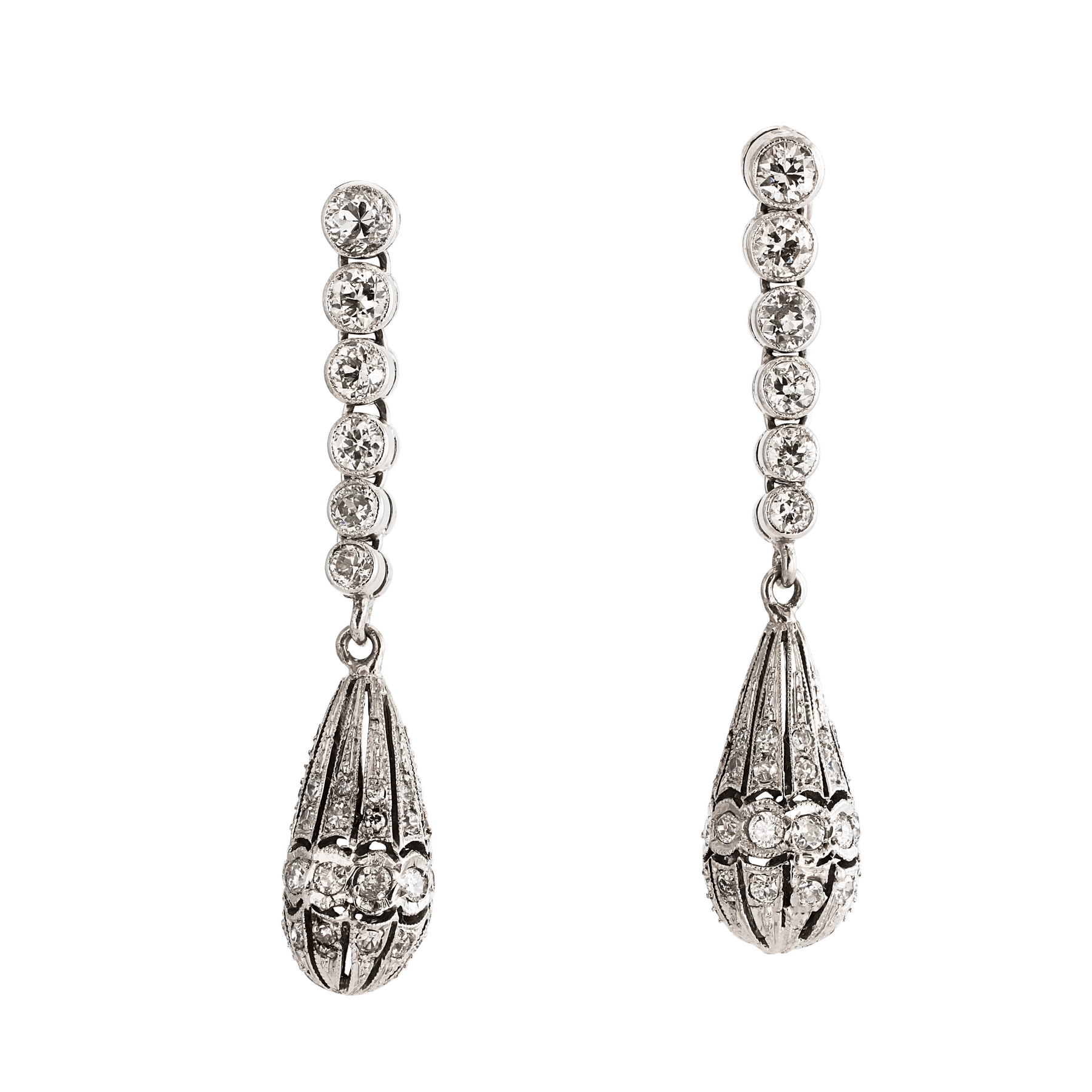 Front image of Art Deco Diamond Pendant Earrings