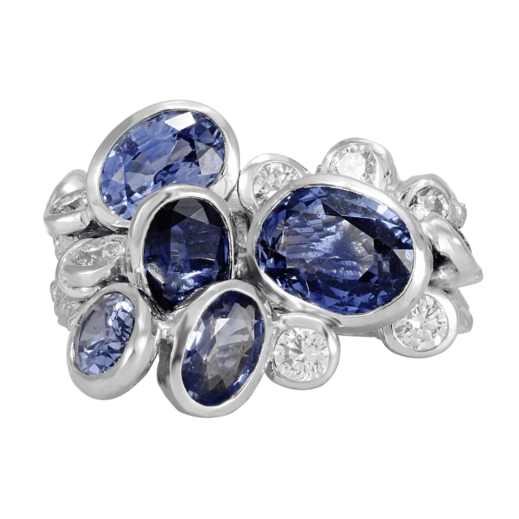 Front image of Eboulis Stackable Triple Sapphire Diamond Ring by Thierry Vendome