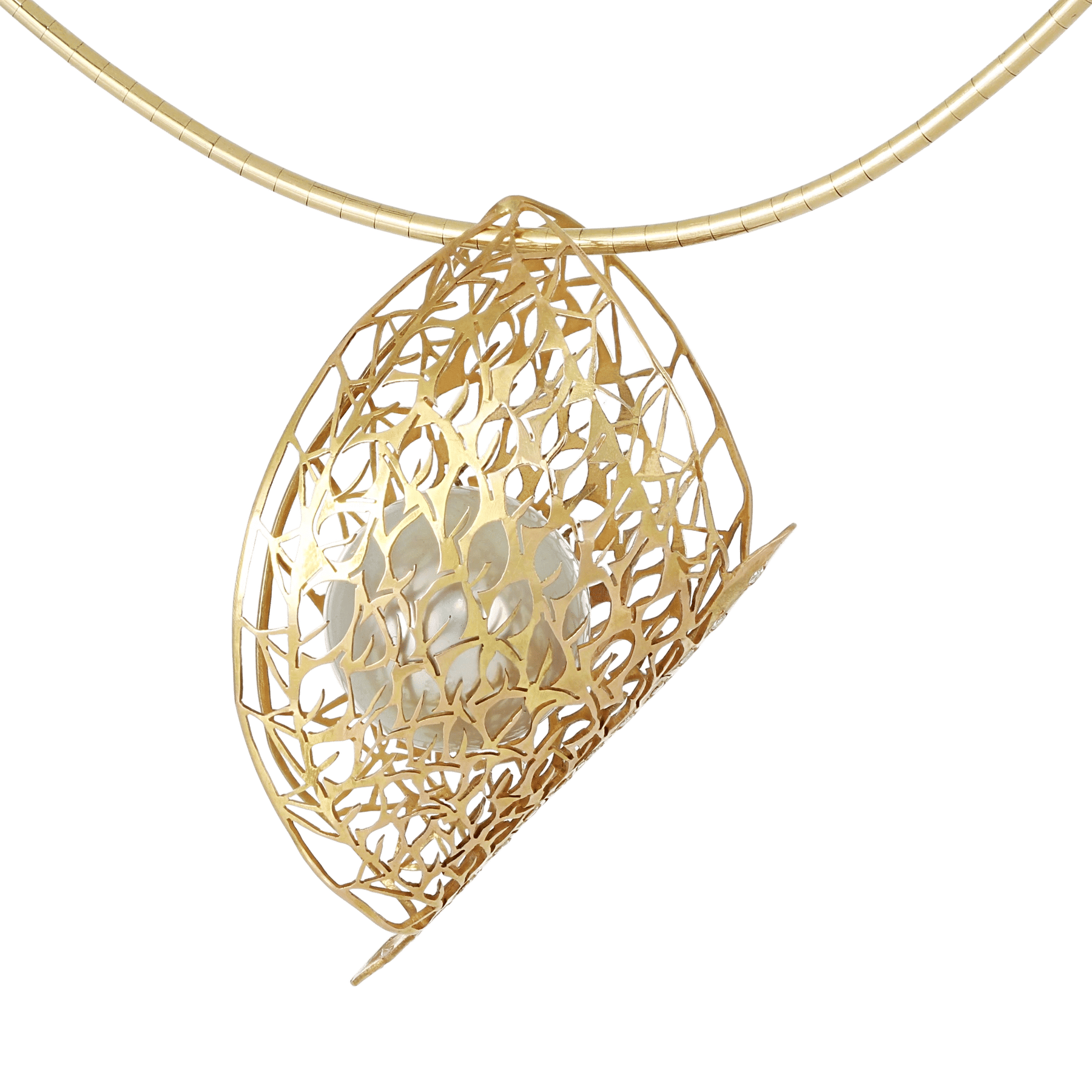 Front image of Leaf Butterfly South Sea Pearl Lace Pendant