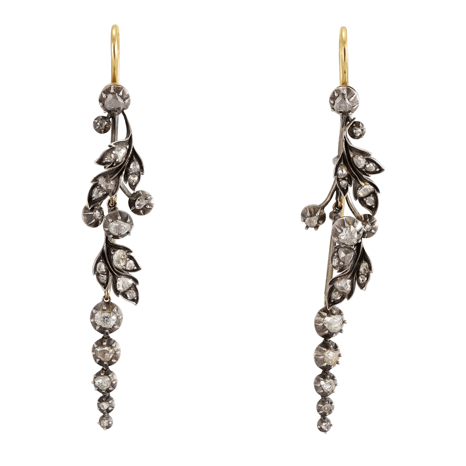 Front image of Victorian Antique Chandelier Diamond Earrings