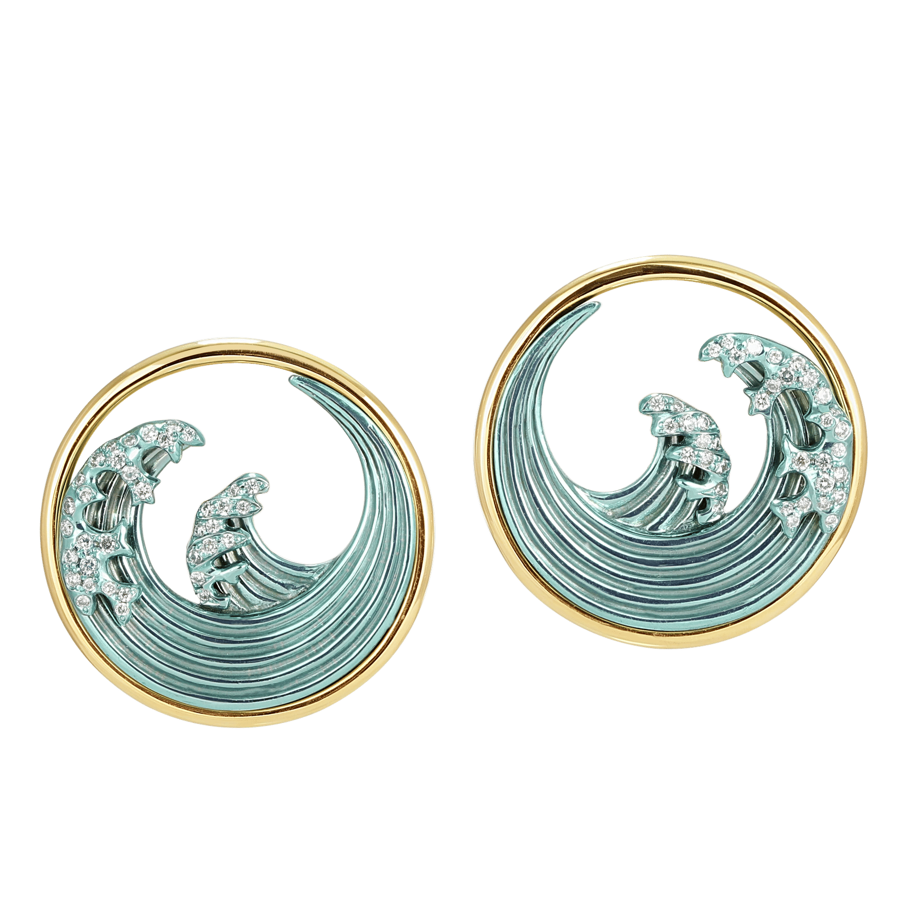 Front of Green Titanium Hokusai Studs R4v-x9xb8