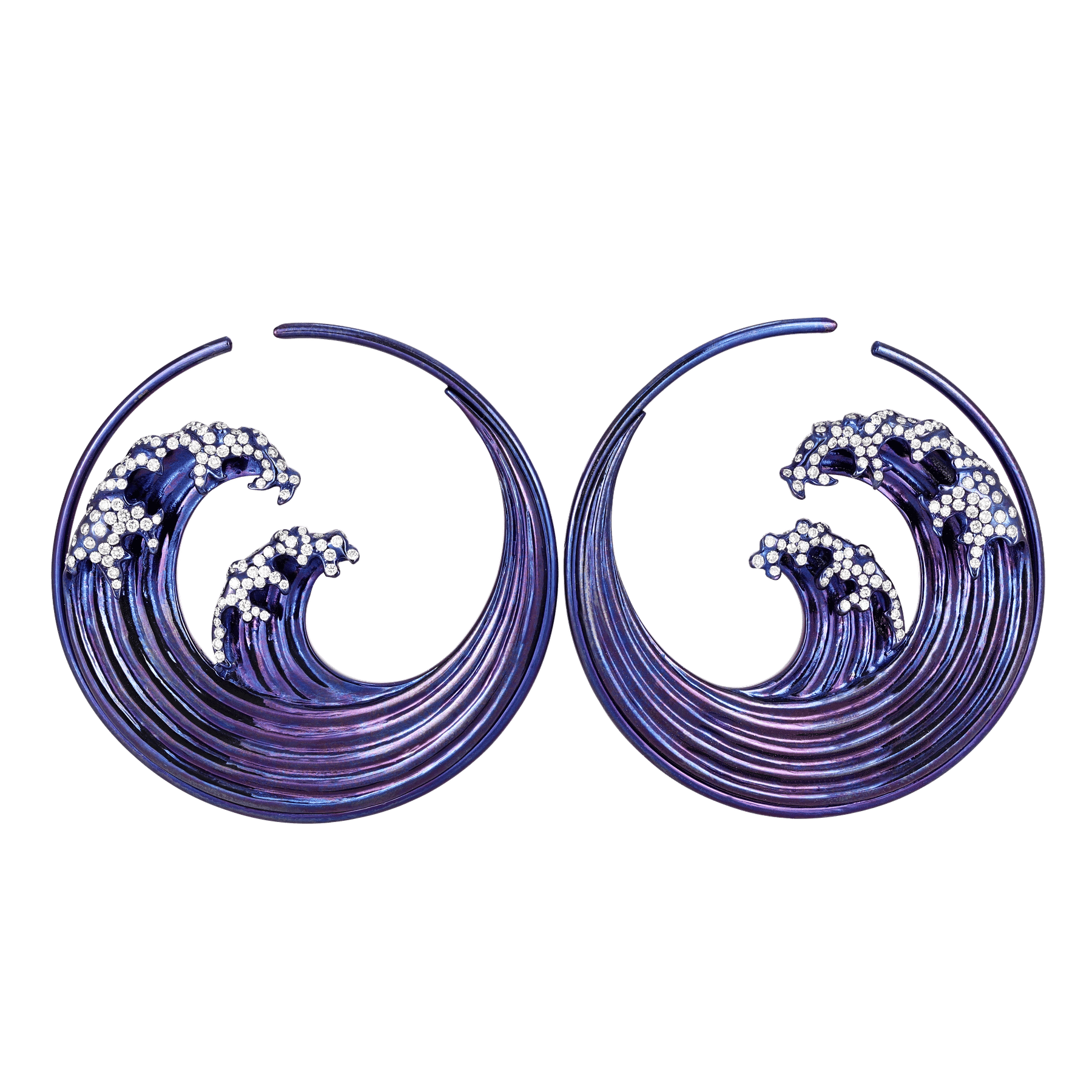 Front of Purple Titanium Large Hokusai Hoops
