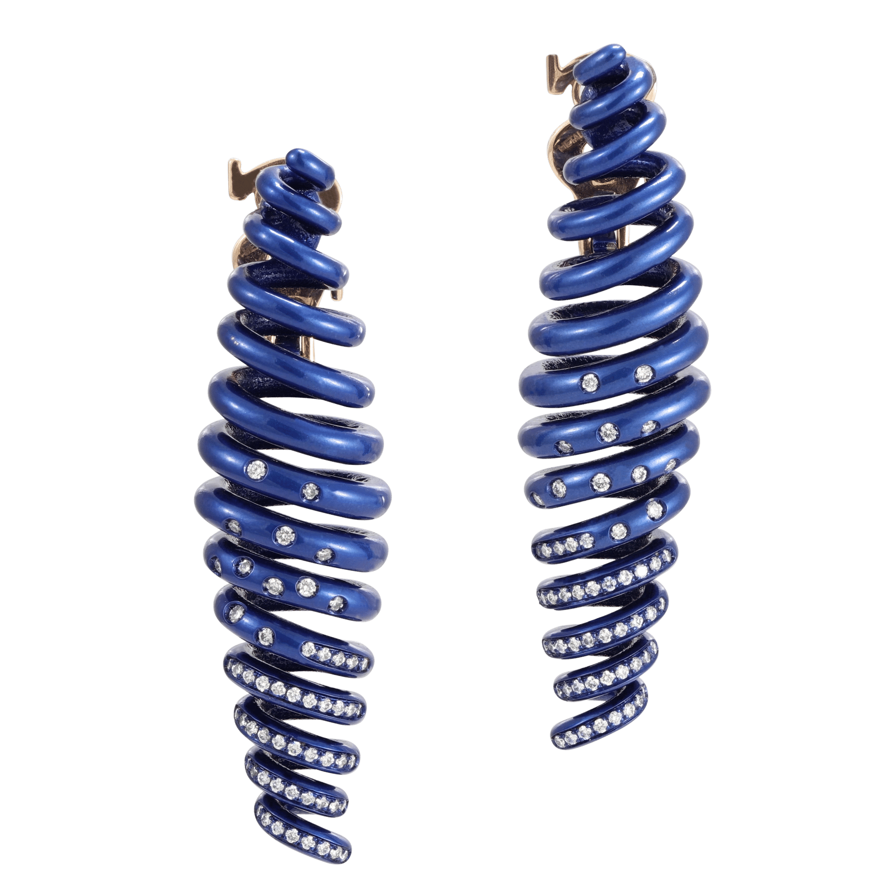 Front of Shooting Star Blue Titanium Earrings