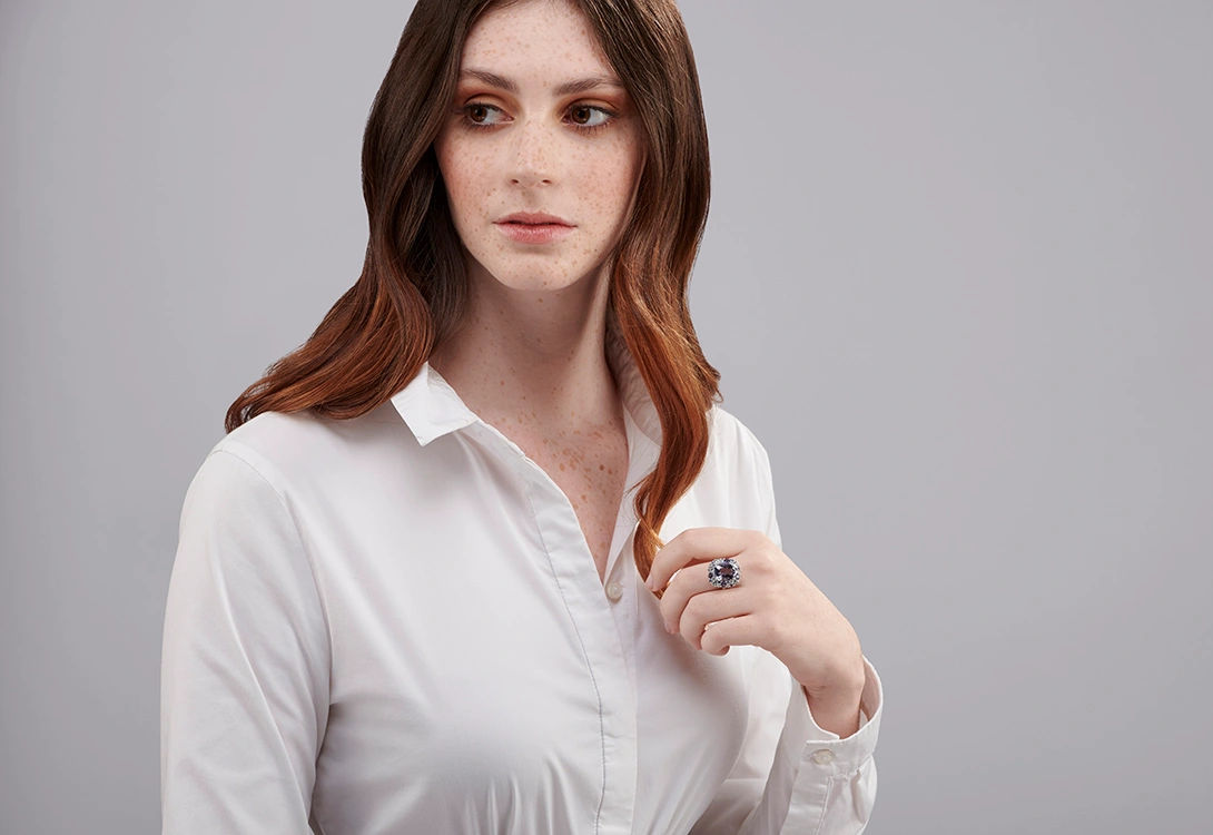 Iolite Emotion Cushion Ring
