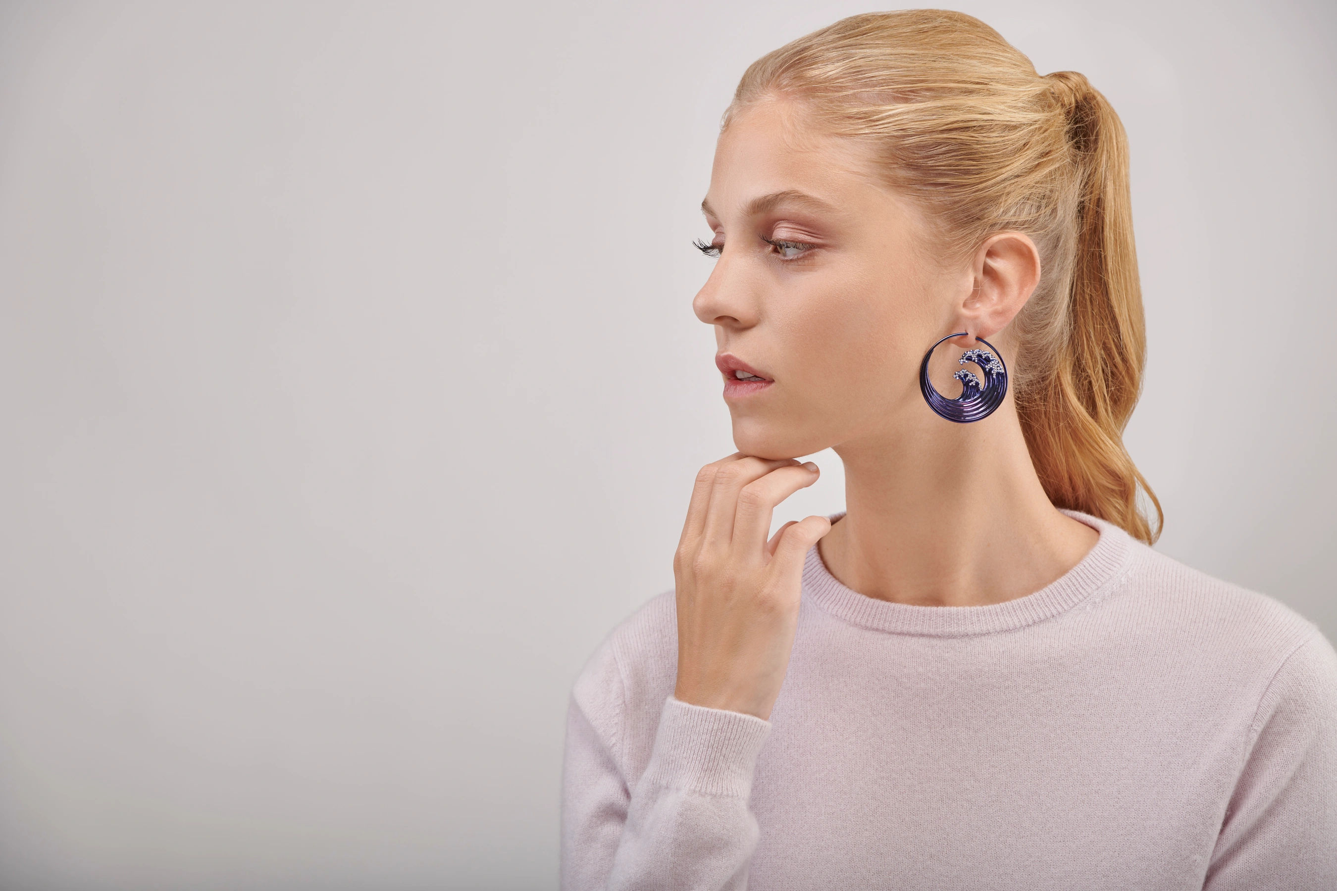 Purple Titanium Large Hokusai Hoops