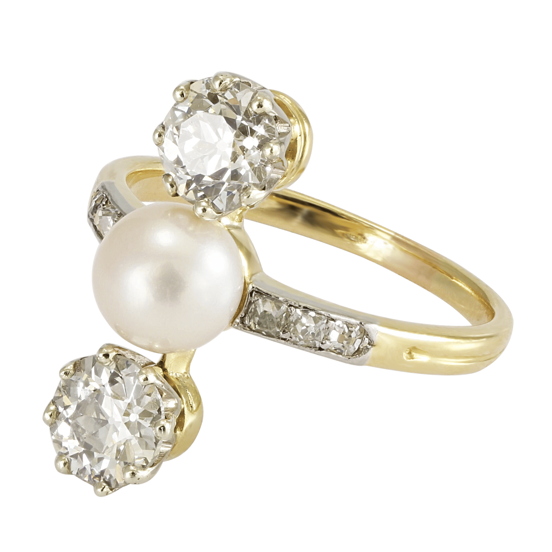 Side image of Belle Epoque Diamond and Pearl Ring