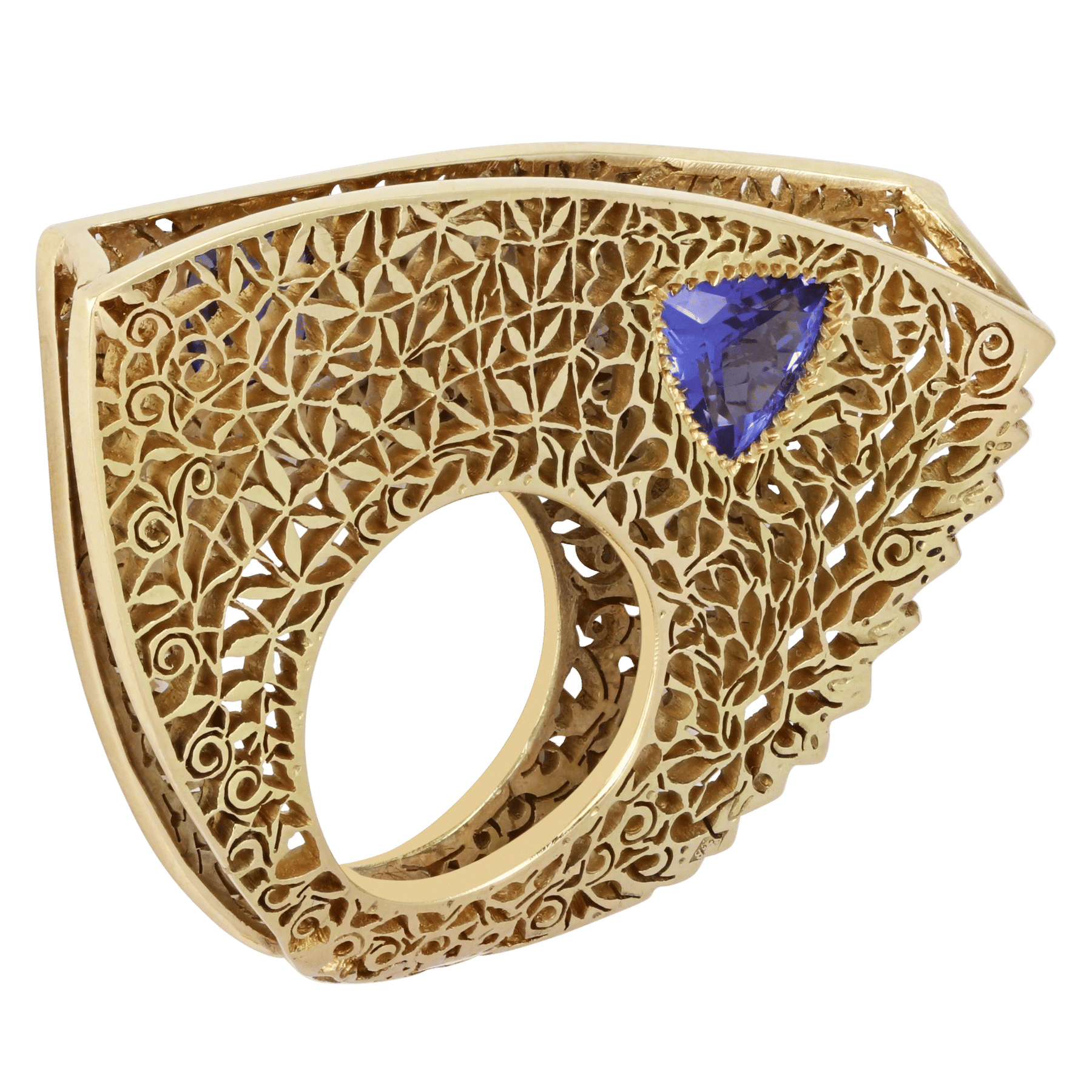 Side of Blue Tanzanite Heart Ring 3