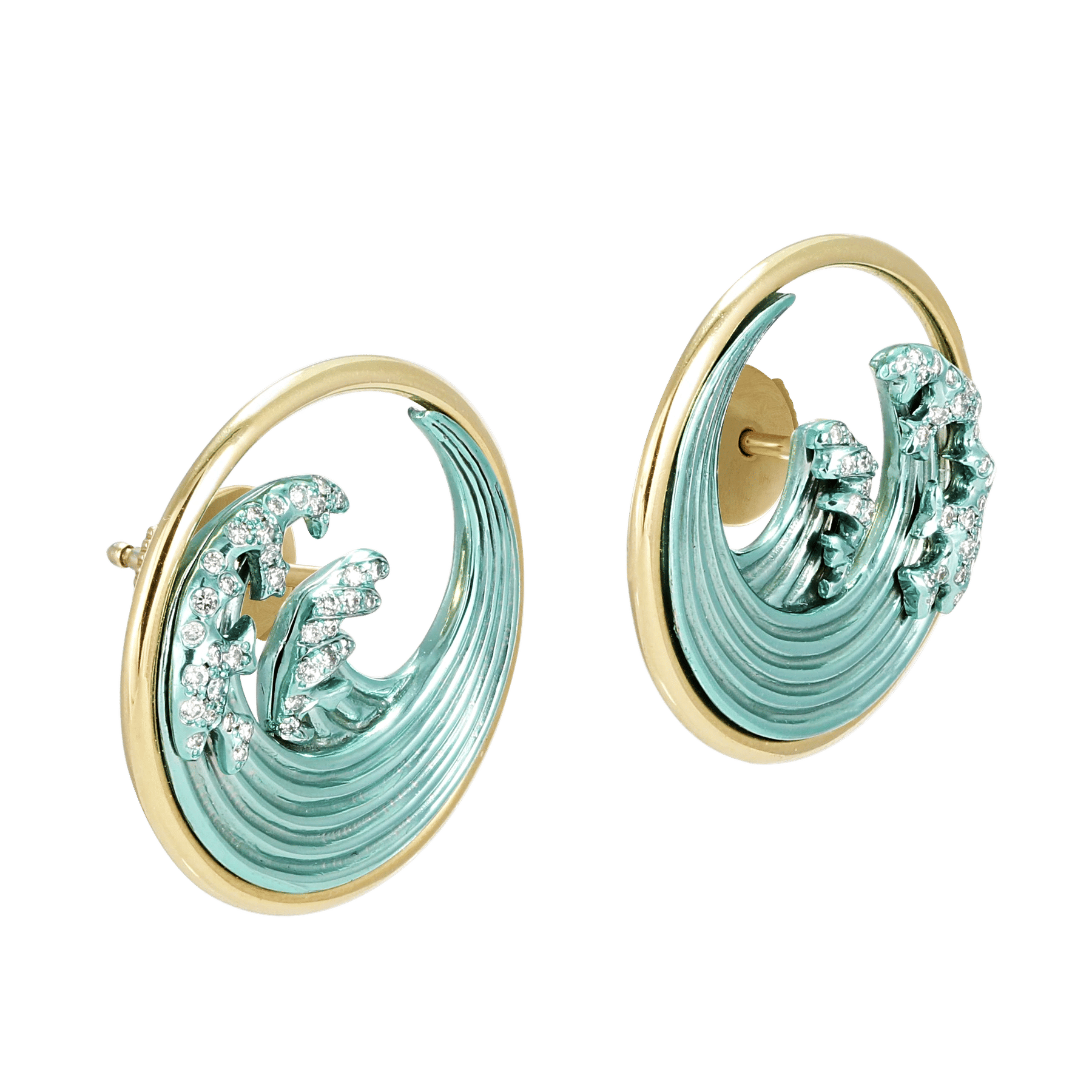 Side of Green Titanium Hokusai Studs