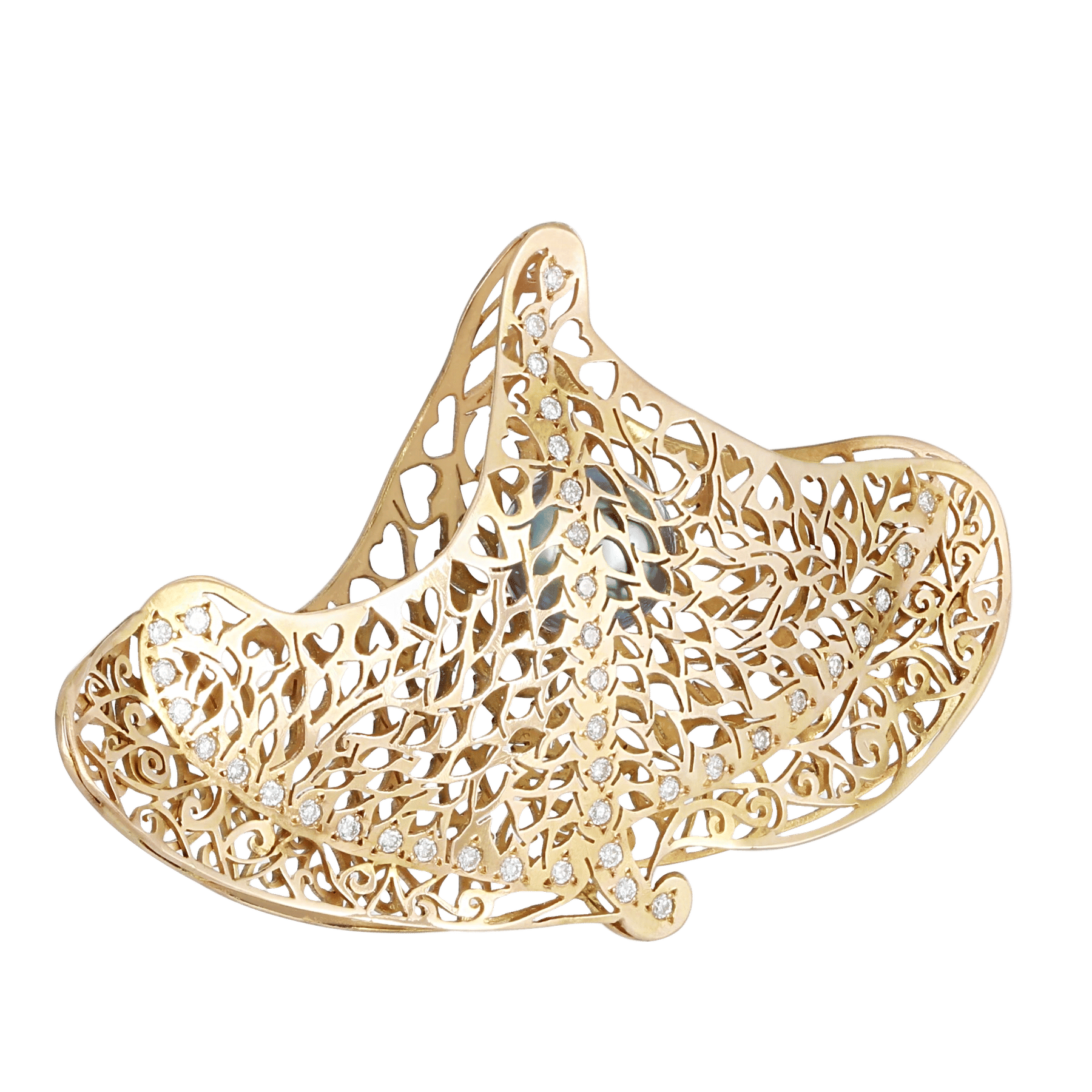 Side of Heart Butterfly Lace Pendant