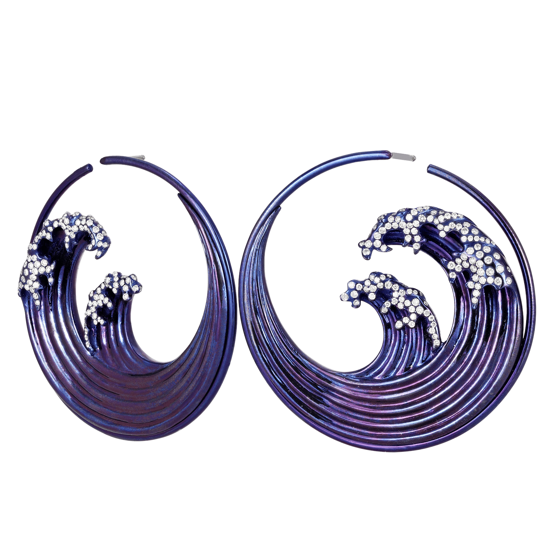 Side of Purple Titanium Large Hokusai Hoops 1