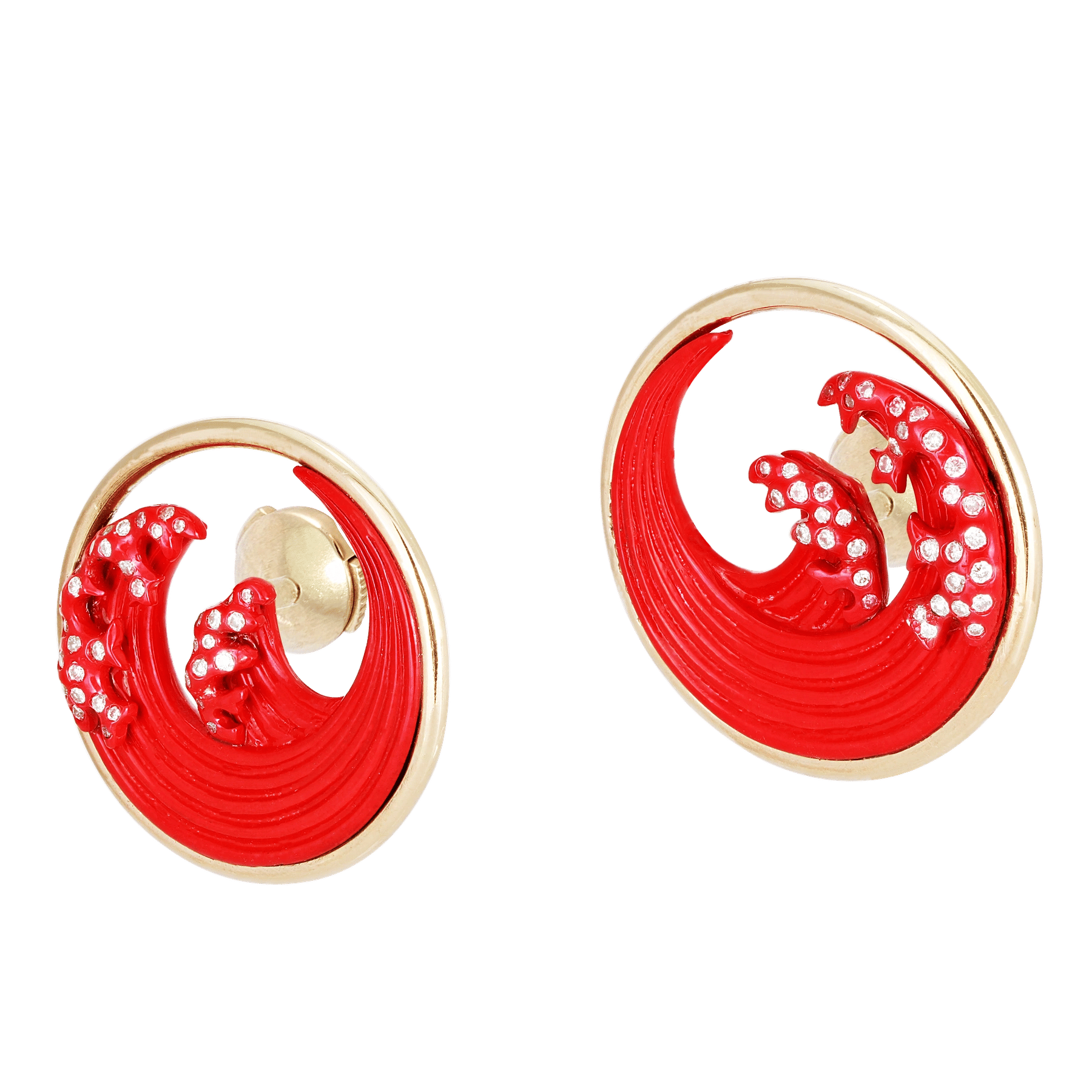 Side of Red Titanium Hokusai Studs