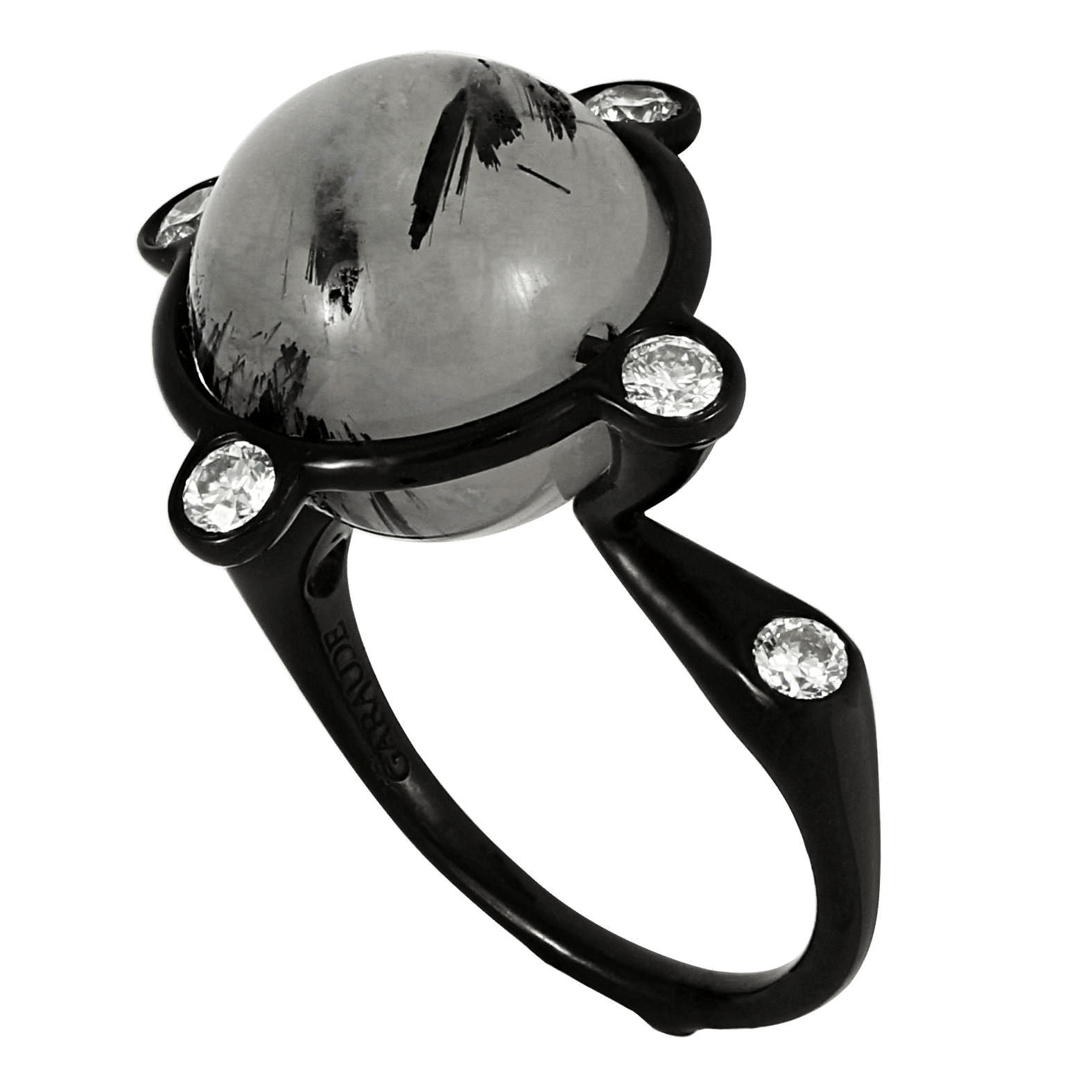 Side of Rutile Quartz Diamond Orbitale Ring