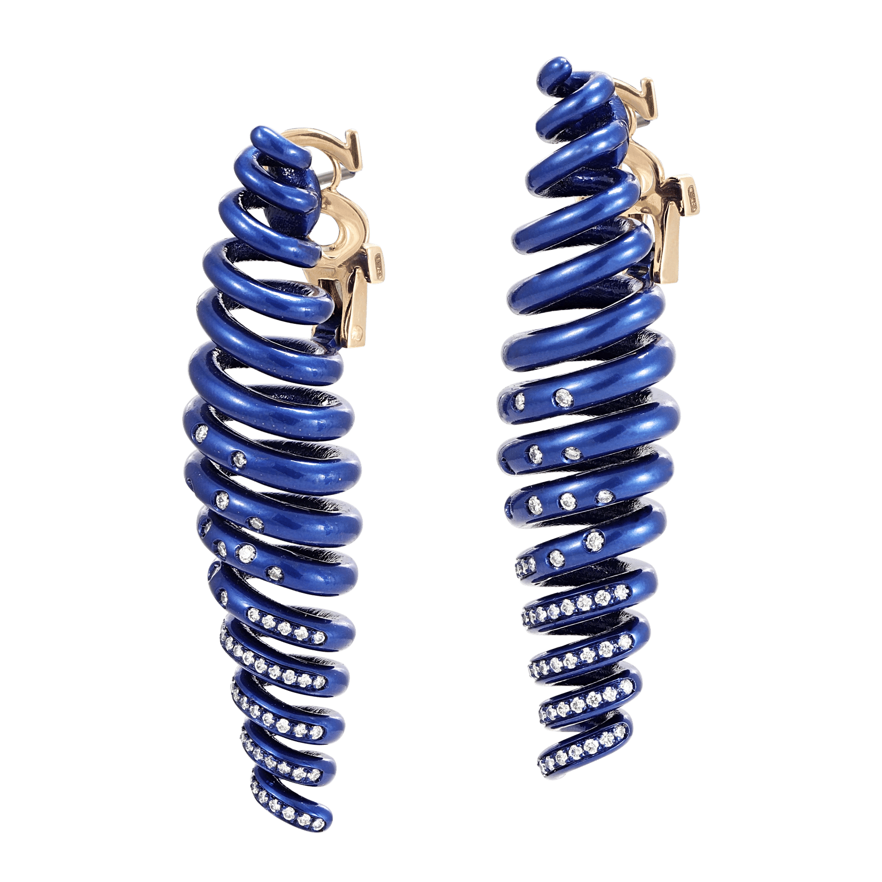 Side of Shooting Star Blue Titanium Earrings 2