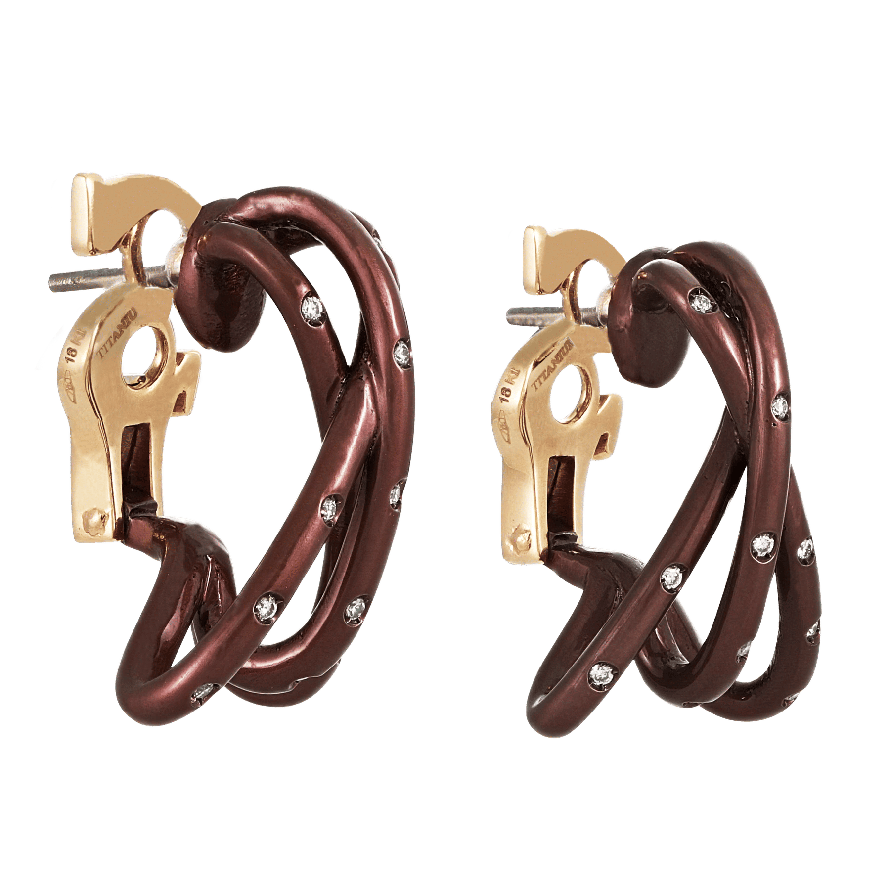 Side of Twinkle Twinkle Chocolate Brown Titanium Earrings 2