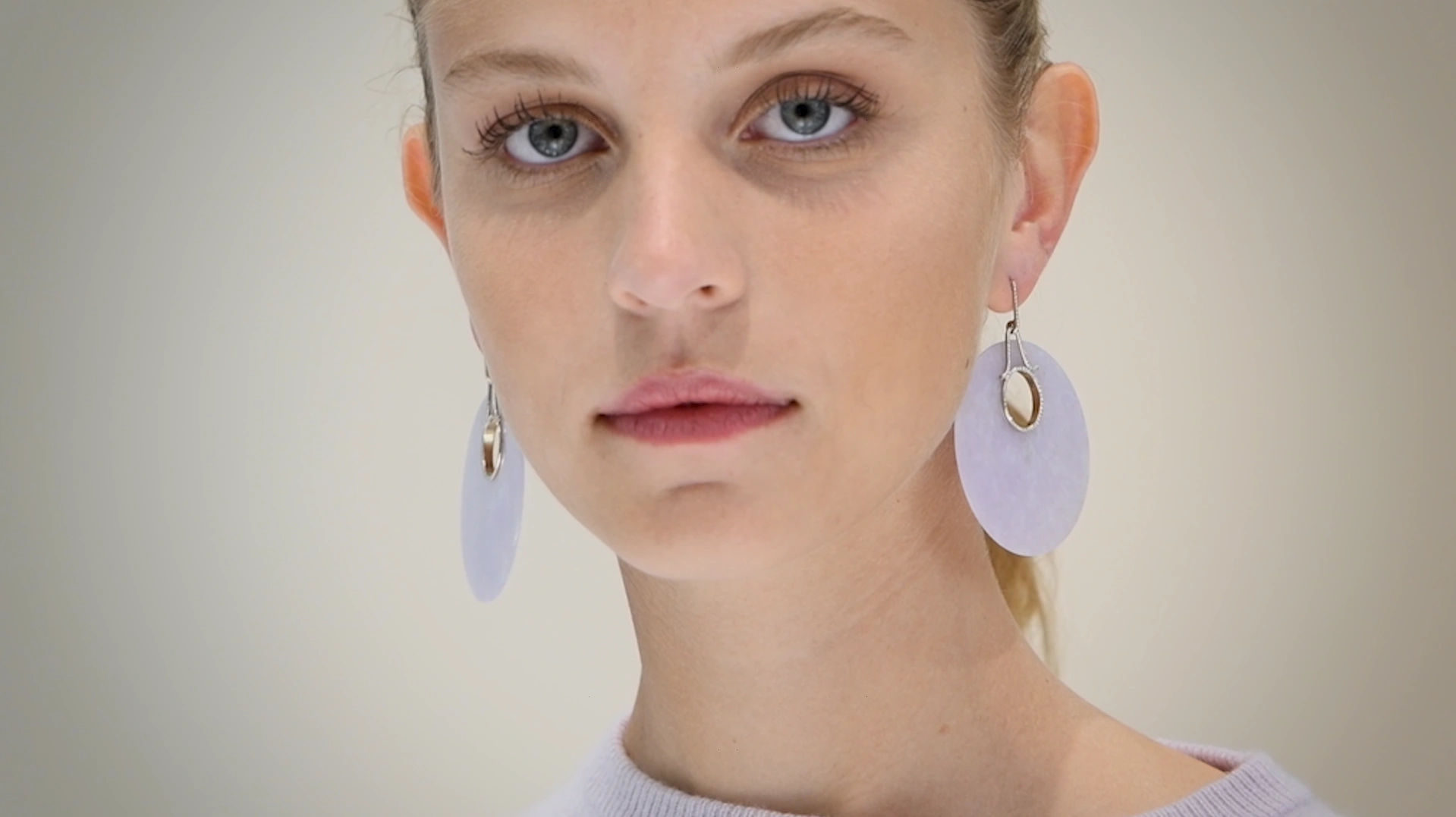 Blue Lotus Lavender Jade Hoops by Garaude Paris