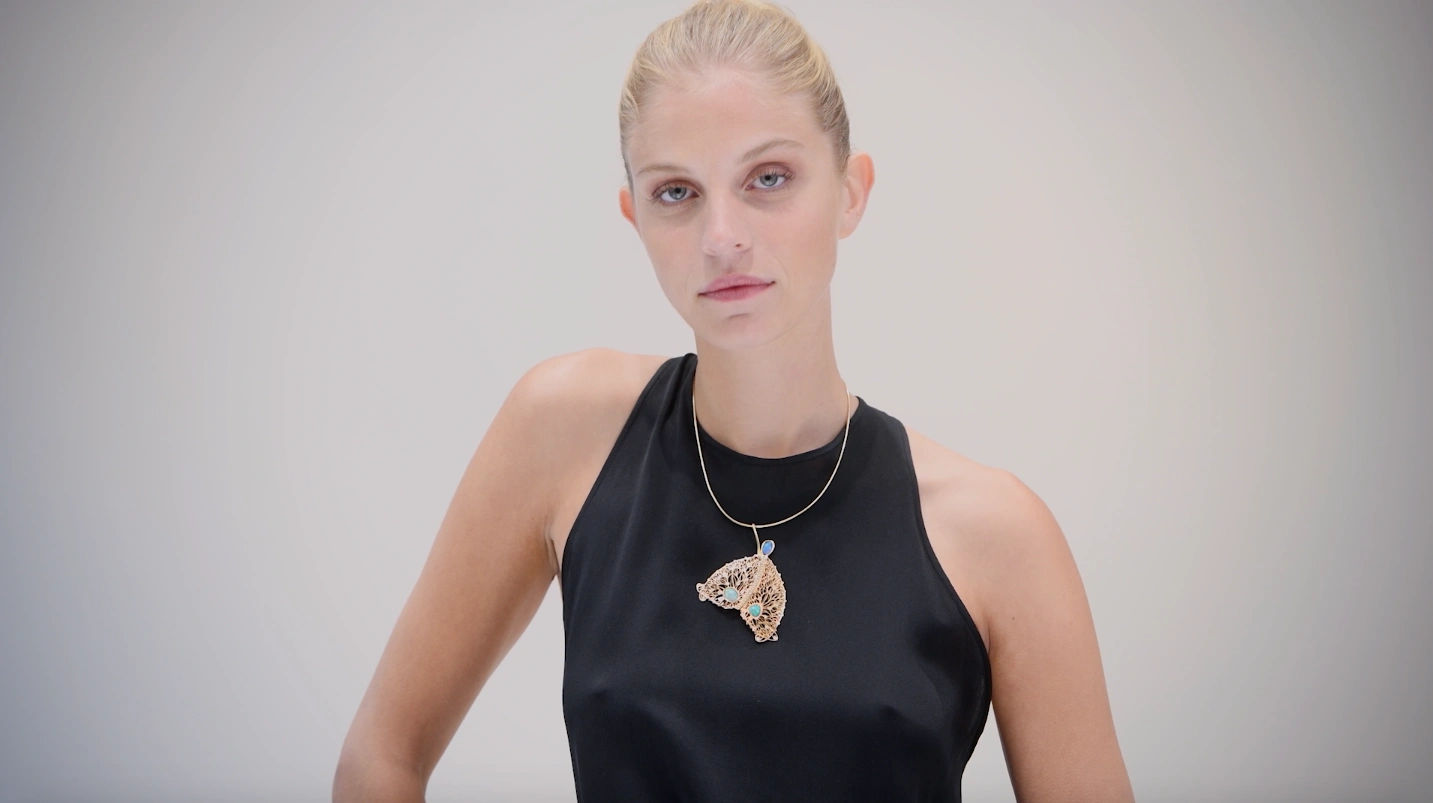 Dream Butterfly Diamond and Opal Pendant by Sara Bran