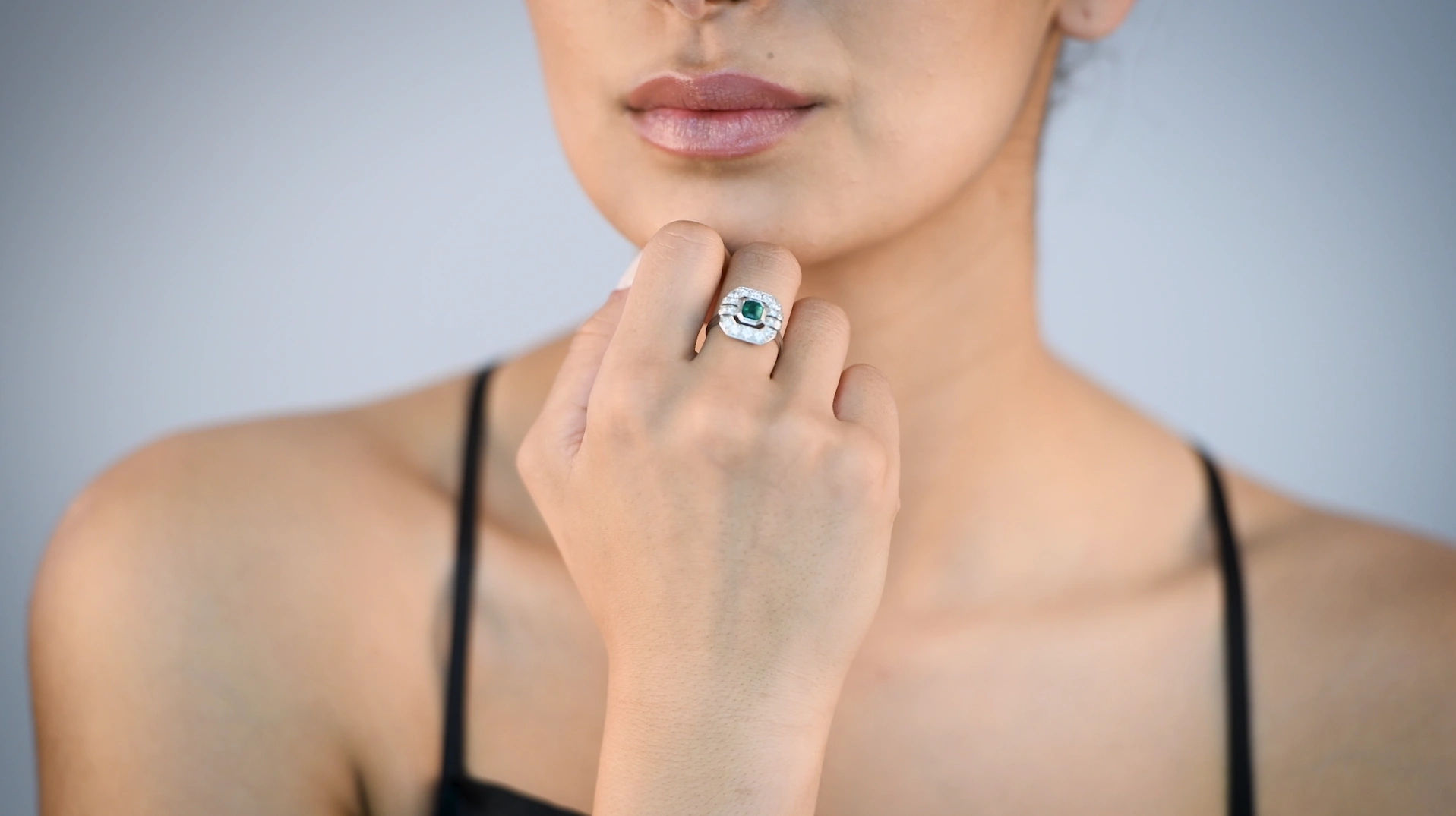 French Estate Emerald and Diamond Ring by OnlyJewels