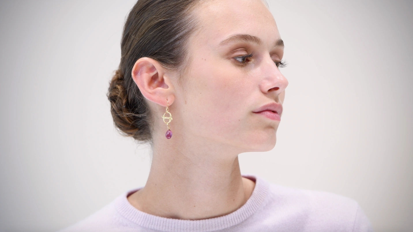 Tourmaline Astrolabe Earrings by Hélène Courtaigne Delalande