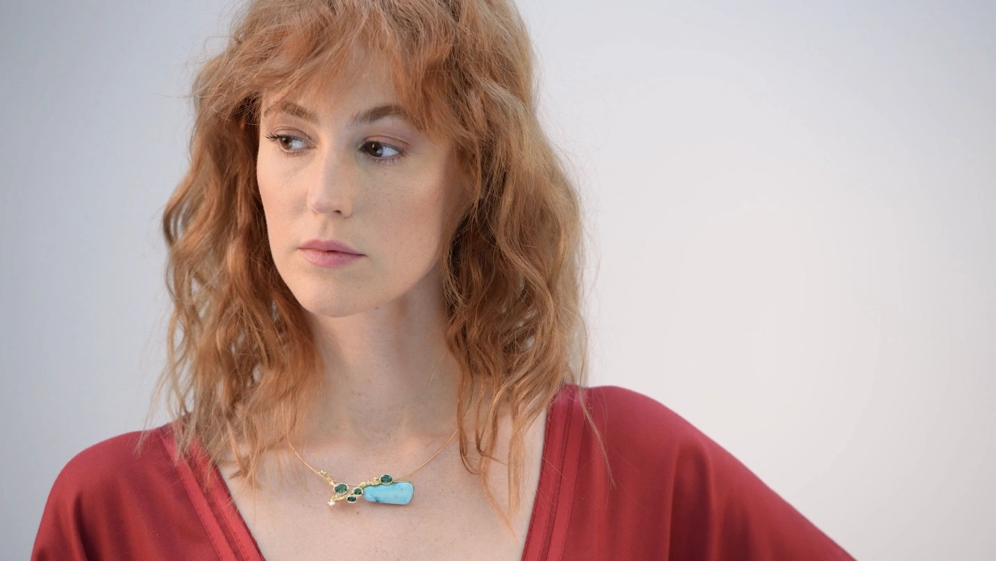 Turquoise Branch Pendant by Thierry Vendome