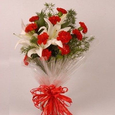 12 Carnations and Lillies Bunch