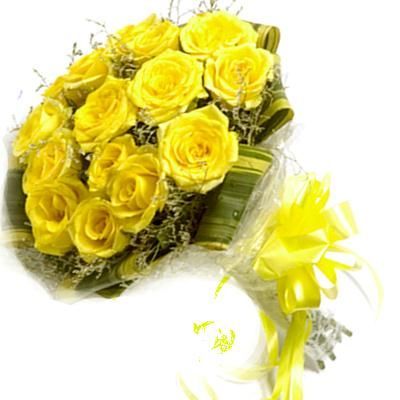 12 Yellow Roses Bunch