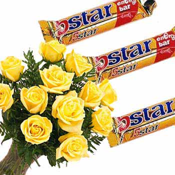 12 Yellow Roses 3 Five Star Chocolate