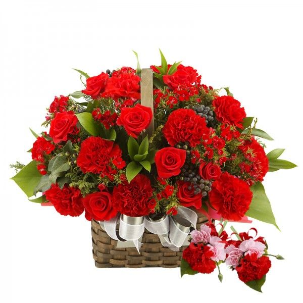 Red Flowers Basket