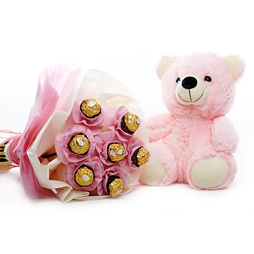 7 Ferrero Chocolate Bunch with Cute 10 inch Teddy Bear